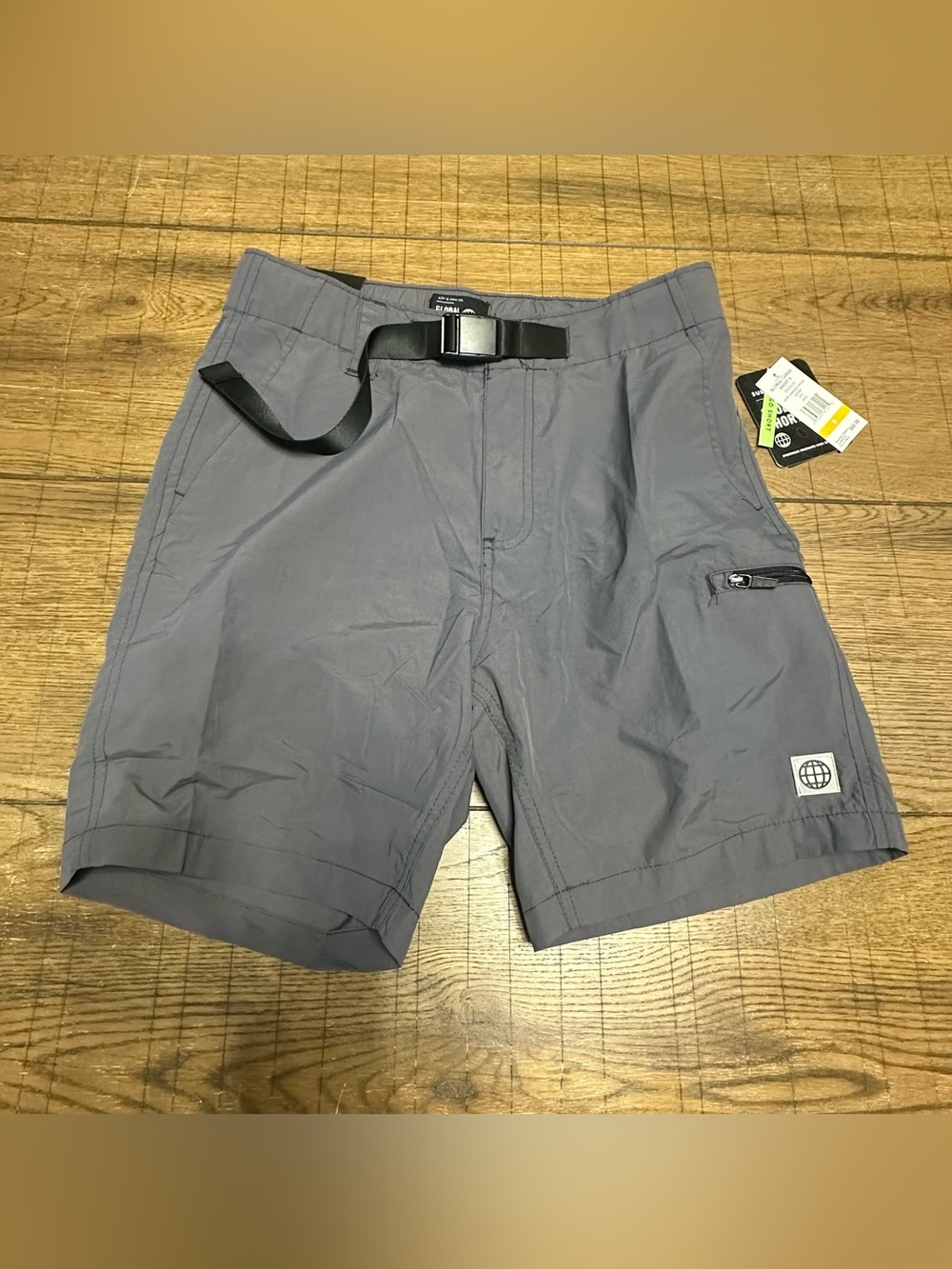 Men's Gray Outdoor Performance Shorts with Built-In Belt